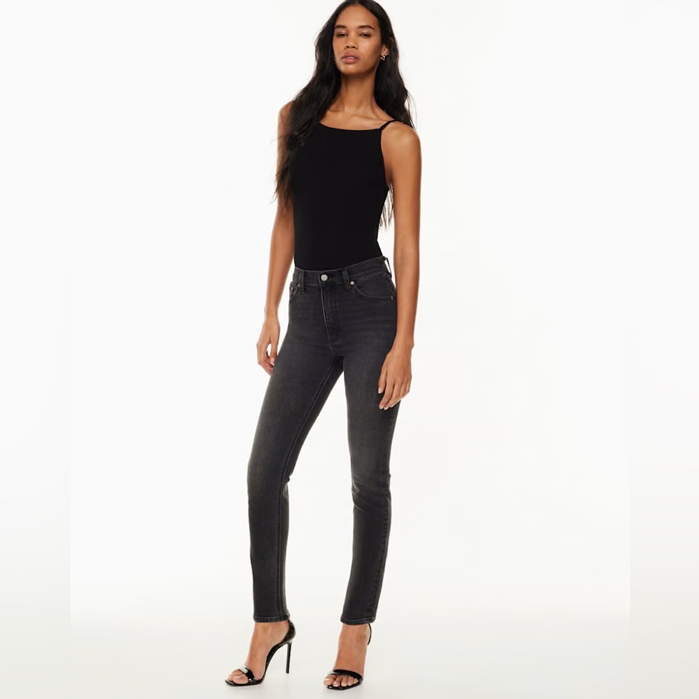 Aritzia Denim Forum The '80s Bardot Hi-Rise Slim Jean Washed Black size 26